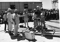 Michael Klinger on the set of Gold
