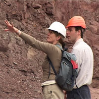 Dr Sue Marriott and Lance Morrissey in the quarry in Wales