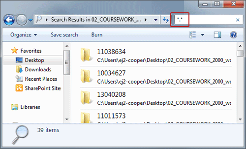 enter *.* in the search bar to reveal all files in the package