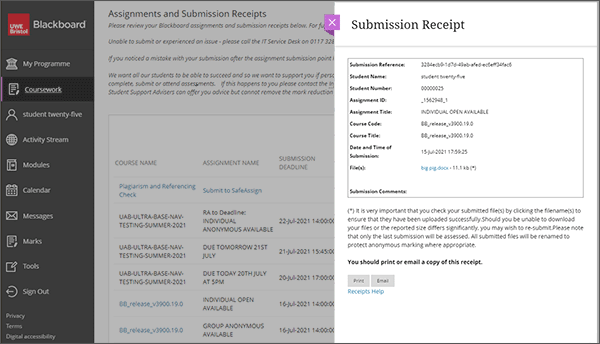 Coursework info account