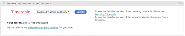 screenshot of the Timetable dropdown