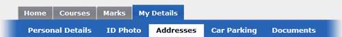 example screenshot of the My Details subtabs with Addresses selected