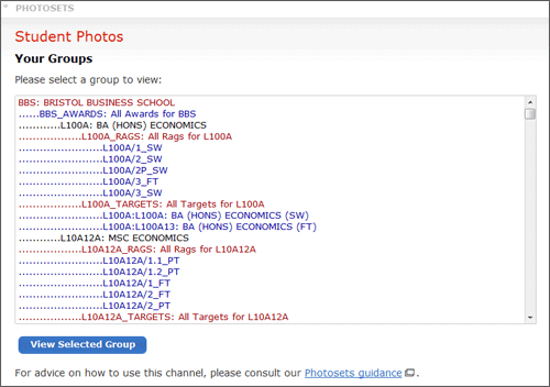 example screenshot of the Groups list in Photosets