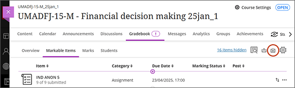 example screenshot of step 1, the download icon