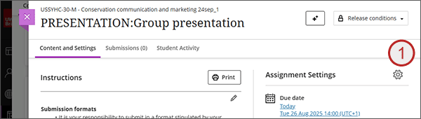 example screenshot showing step 1 above