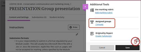 example screenshot showing step 5 above
