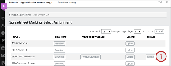 example screenshot showing the release button on the main page