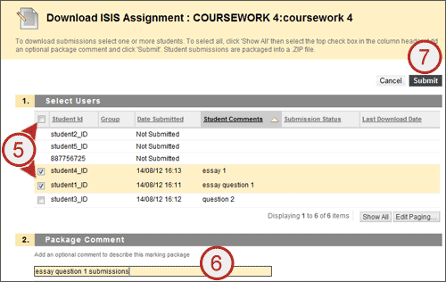 example screenshots showing quick steps 5 and 6 above