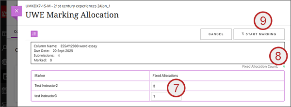 example screenshot showing steps 7 to 9 above