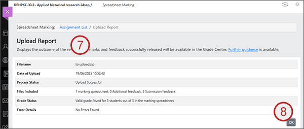 example screenshot showing steps 7 and 8 above