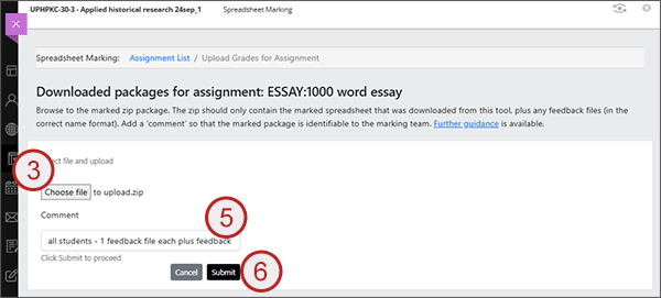 example screenshot showing steps 3, 5 and 6 above