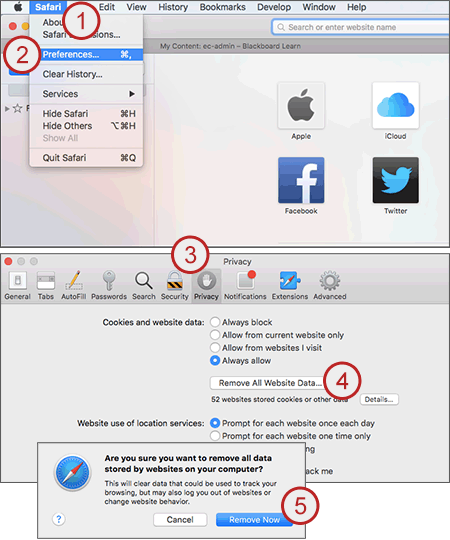 exmple screenshot showing steps 1 to 5 above