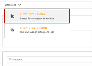 example screenshot of the extension menu with view extensions highlighted