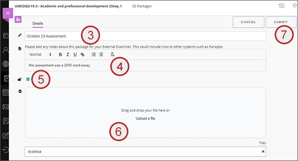 example screenshot showing steps 3 to 7 above