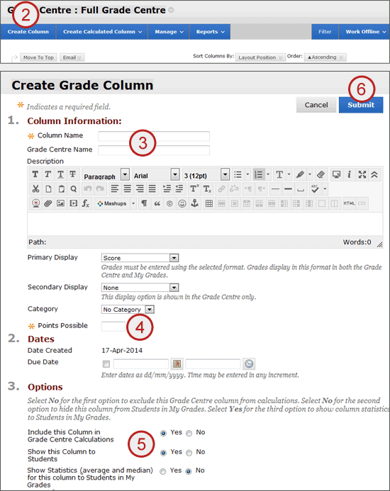 example screenshot showing quick steps 2 to 6 above