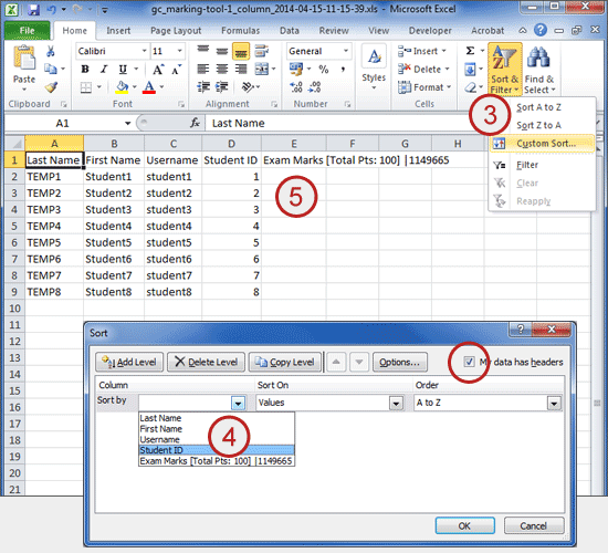 example screenshot showing quick steps 3 to 5 above