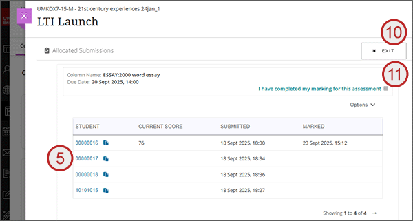 example screenshot showing steps 5, 10 and 11