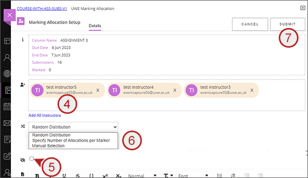 example screenshot showing steps 4 to 7