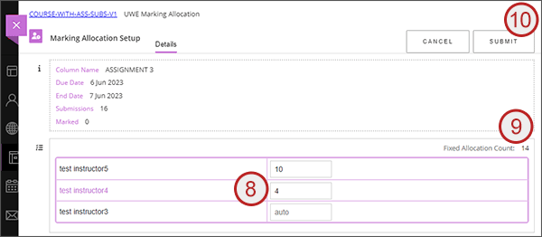 example screenshot showing steps 8 to 10