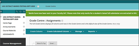 example screenshot of the green confirmation message